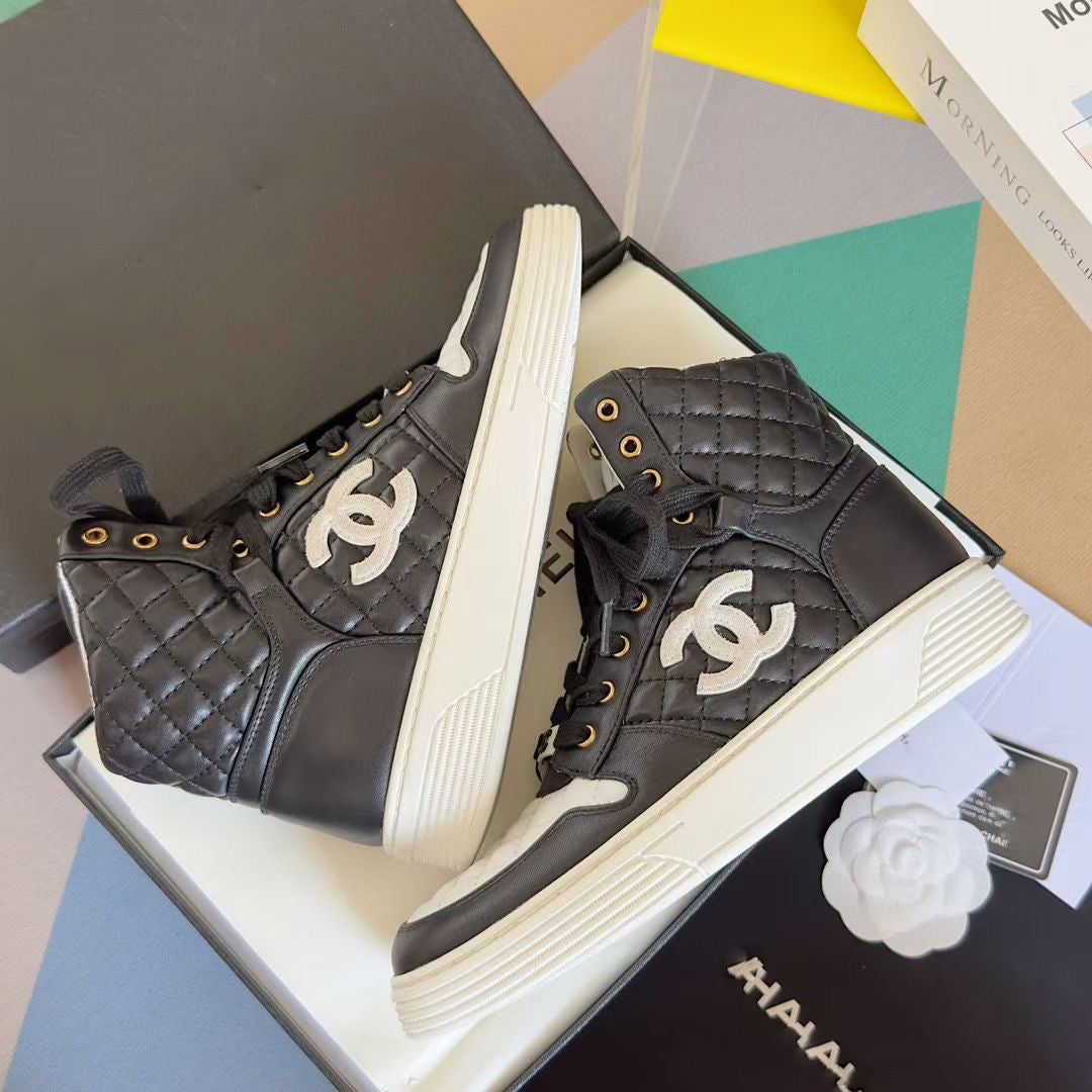 black and white C logo fashion women's sneakers-PD052023091206