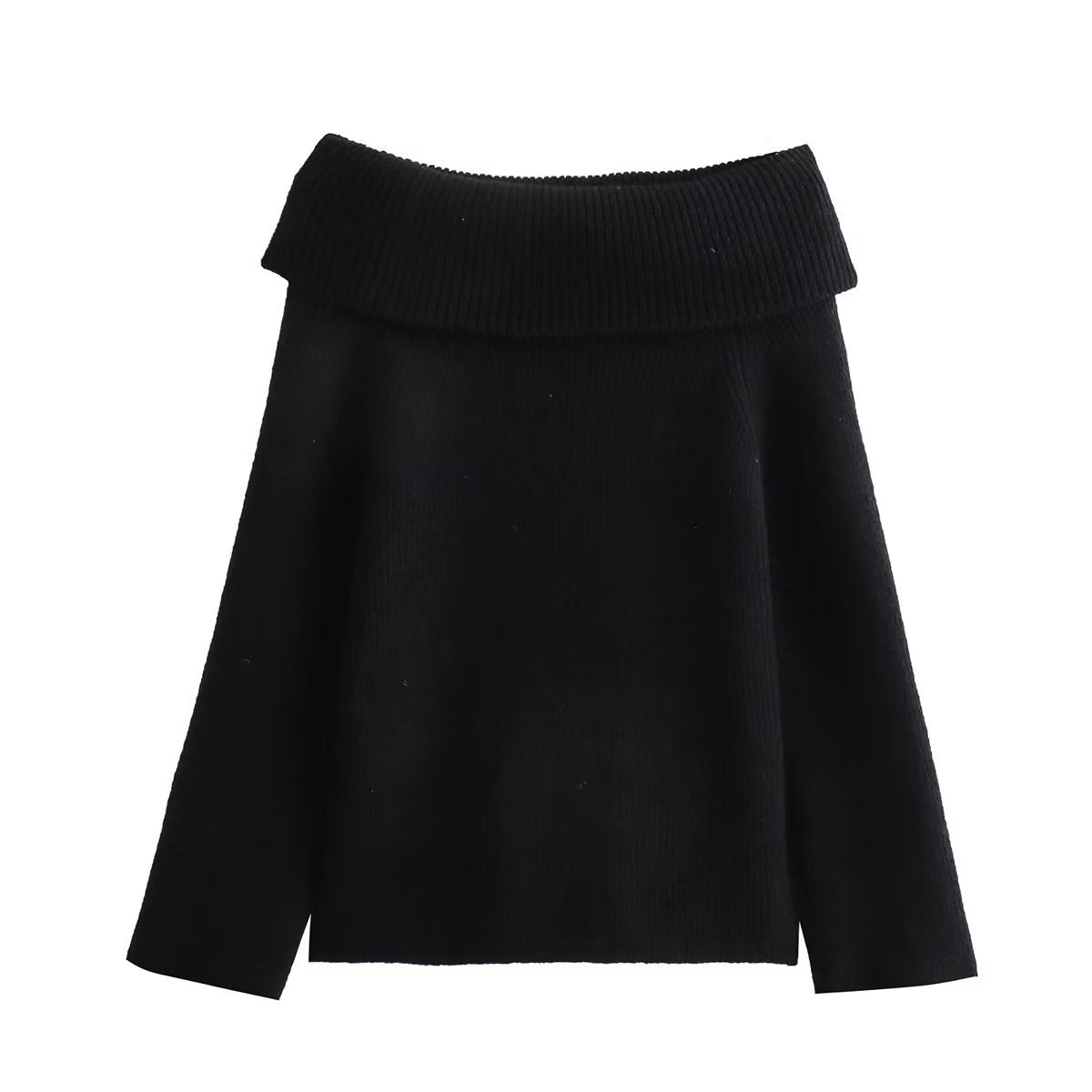 Women Off Shoulder Cropped Knitted Pullover Fashion Slash Neck Long Sleeve Female Sweater Elegant Autumn Lady Loose Jumpers Knit