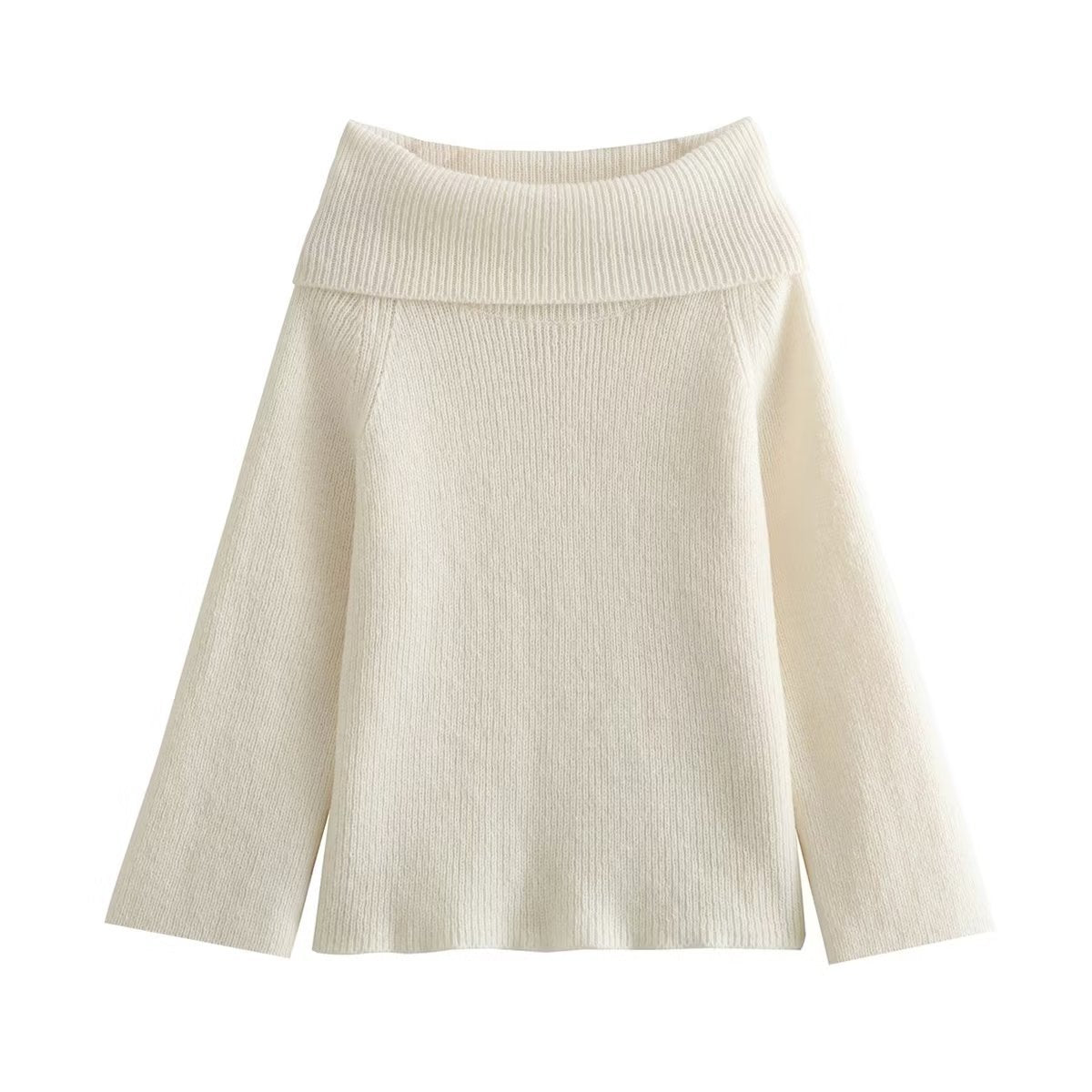 Women Off Shoulder Cropped Knitted Pullover Fashion Slash Neck Long Sleeve Female Sweater Elegant Autumn Lady Loose Jumpers Knit
