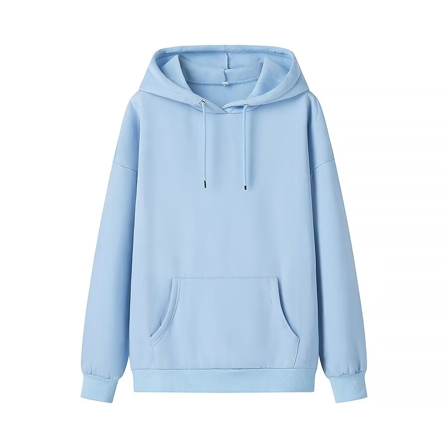 Winter Women Casual Drawstring Pocket Decoration Long Sleeve Hooded Fleece Lined Sweatshirt