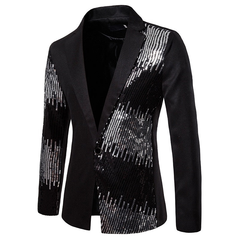 men's suit sequin patchwork jacket