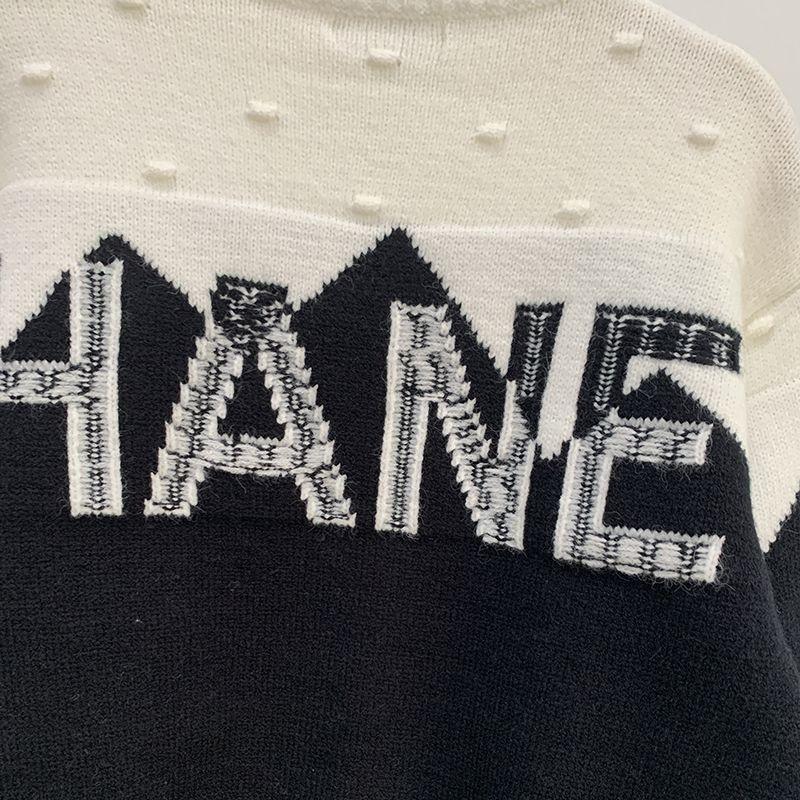 Black And White Letters Contrast Color Pullover Turtleneck High-end Custom Women's SweaterPD052023122805
