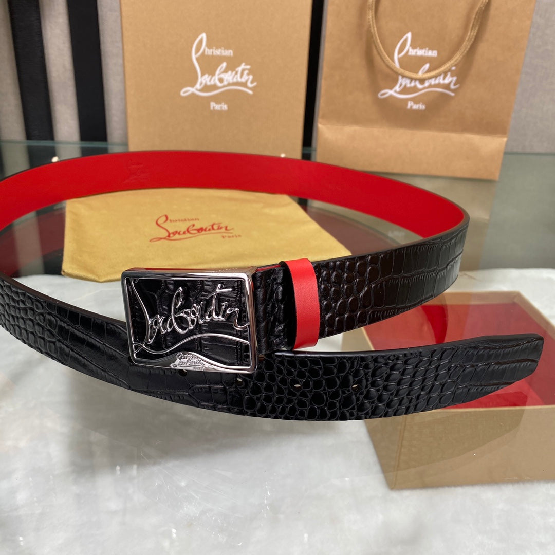 Black and Red 3.8cm Leather male or Femail BeltsPD052024073008