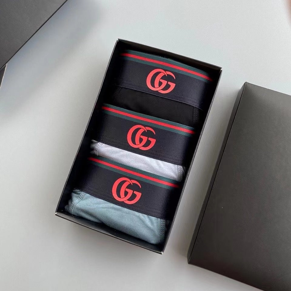 3 pairs of men's superior ice silk inner pants, soft and absorbent (gift box)
