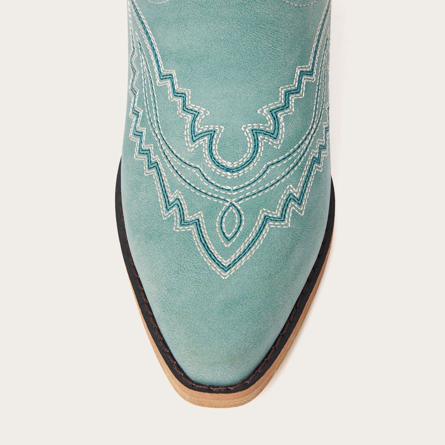 The Josie – Sage Green Tall Western Boots with White Embroidery