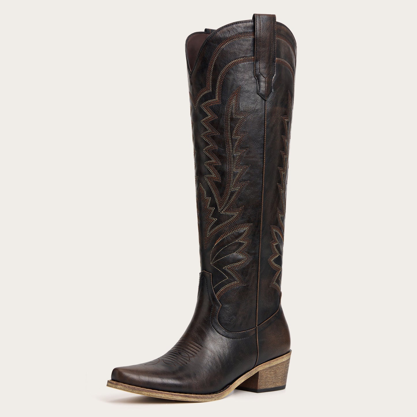 The Laurey - Espresso Embroidered Cowgirl Boots with Classic Western Flair