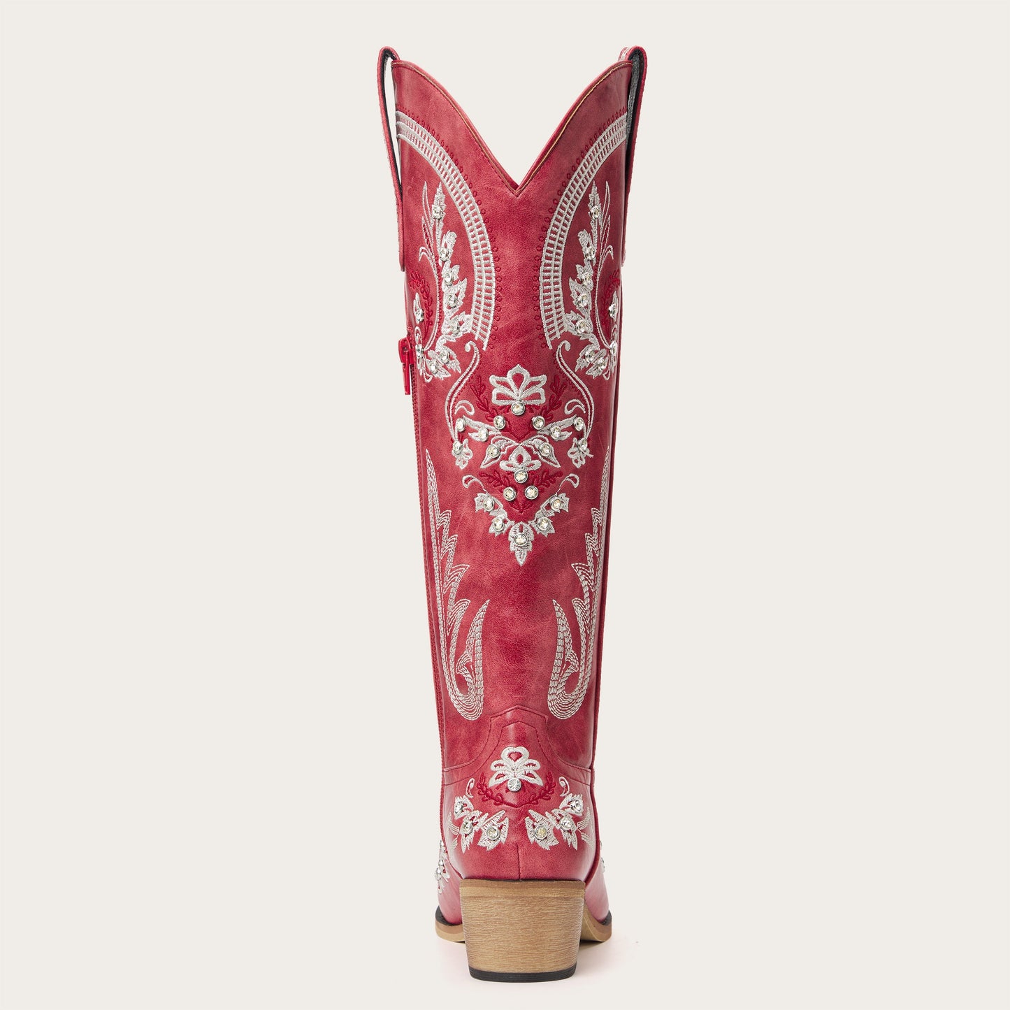 The Aurelia - Sparkle Western Boots in Cherry Red Embroidered & Rhinestone