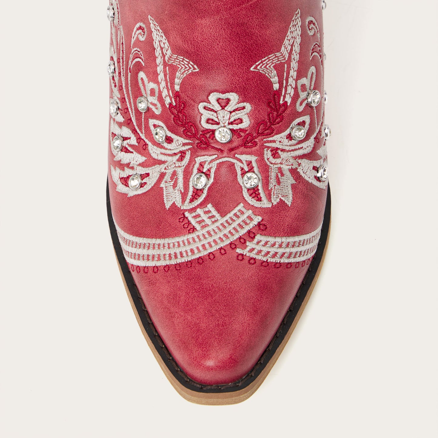 The Aurelia - Sparkle Western Boots in Cherry Red Embroidered & Rhinestone