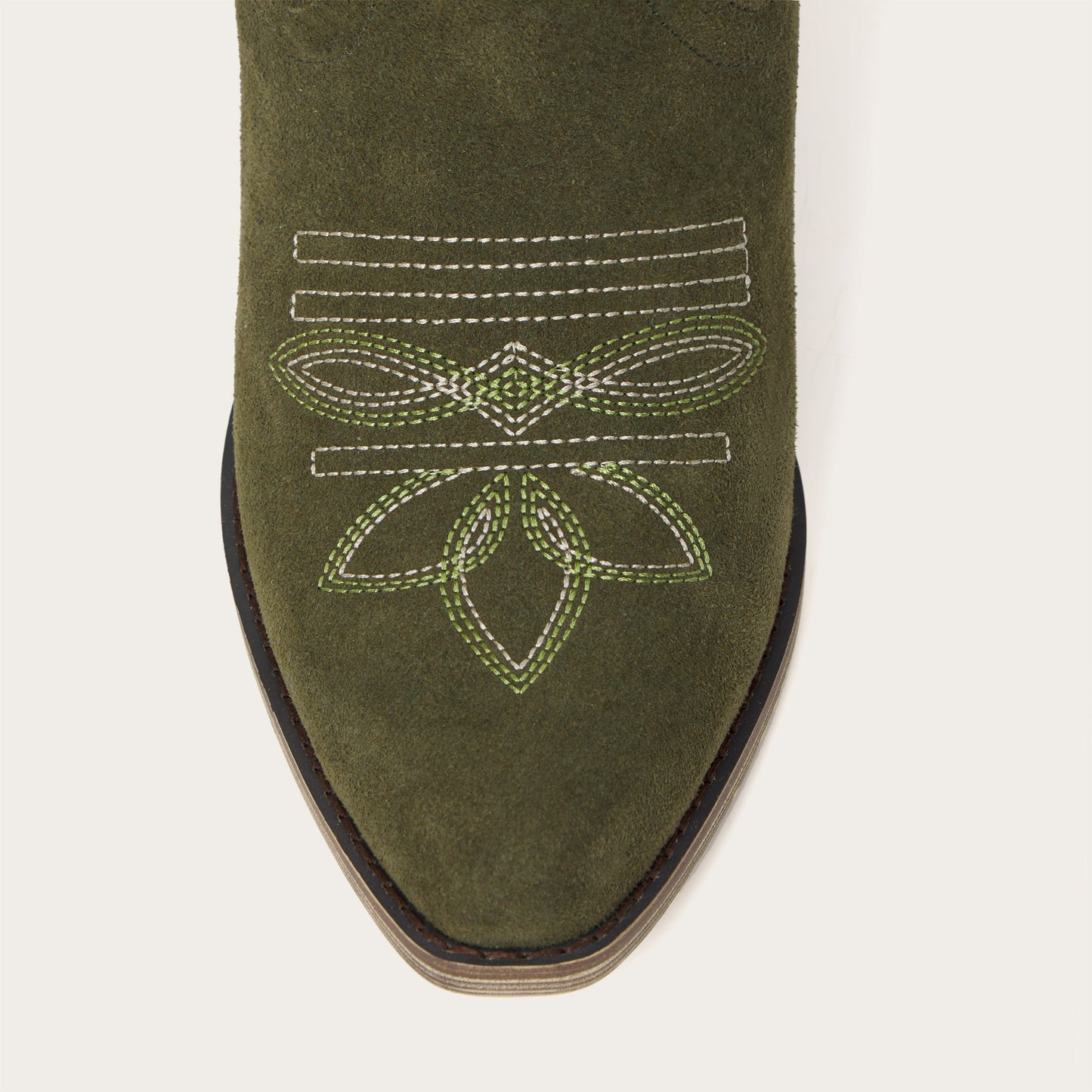 The Mojave – Olive Green Suede Cowgirl Boots with Classic Western Stitching
