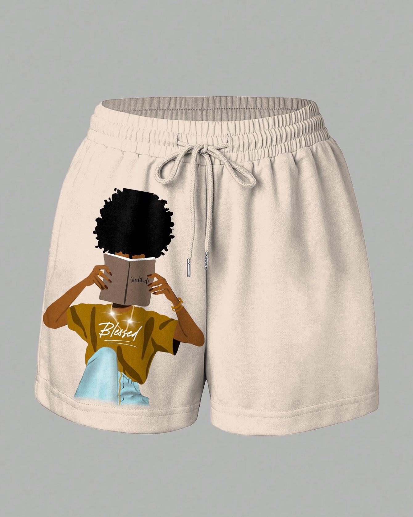 100% Cotton Reading Afro Girl Summer Sweat Shorts