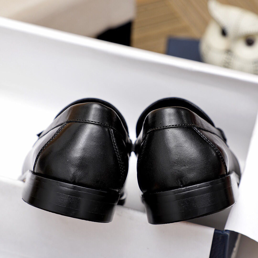 Black Leather New Fashion D Logo Men's LoafersXC052025072506