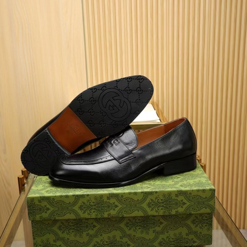 Black Leather New Fashion G Logo Men's LoafersXC052025072508