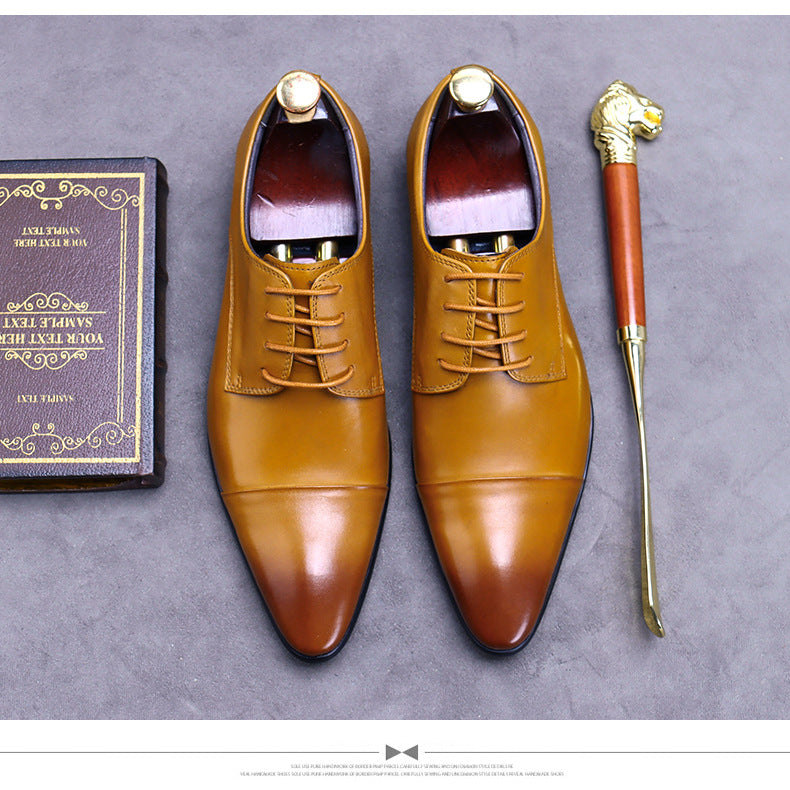 Classic Men's Leather Lace Up Casual Trendy Dress Shoes