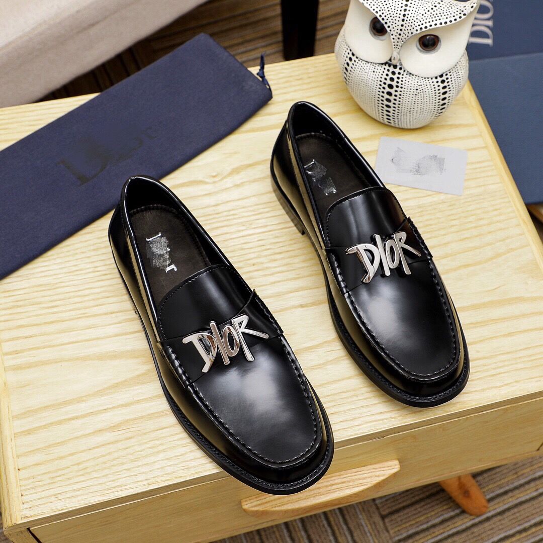 Black Leather New Fashion D Logo Men's LoafersXC052025072506