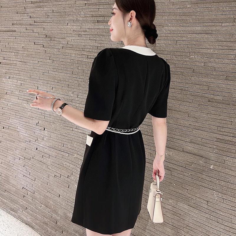 Camellia knitted dress for women summer petite black dress PD05202413109