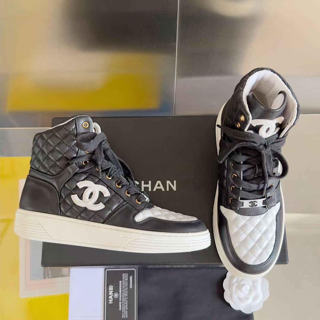black and white C logo fashion women's sneakers-PD052023091206