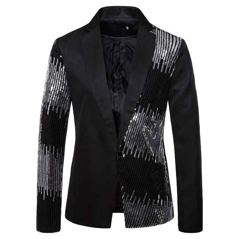 men's suit sequin patchwork jacket