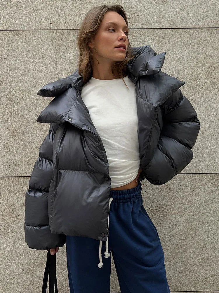 Thick Parkas Long Sleeve Top Women Autumn Winter Warm Coat Women’s Street Fashion Hoodies Woman Cotton-padded Jacket 2025