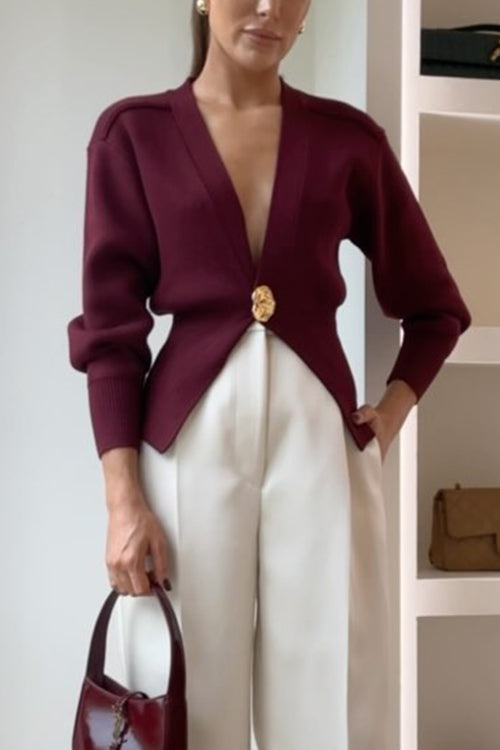 Chicest V Neck Button Up Sweater Cardigan