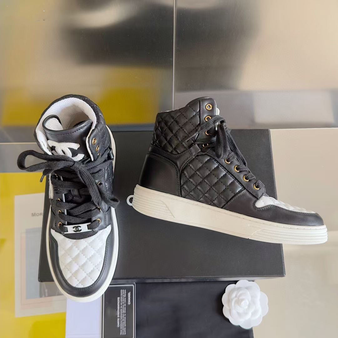 black and white C logo fashion women's sneakers-PD052023091206