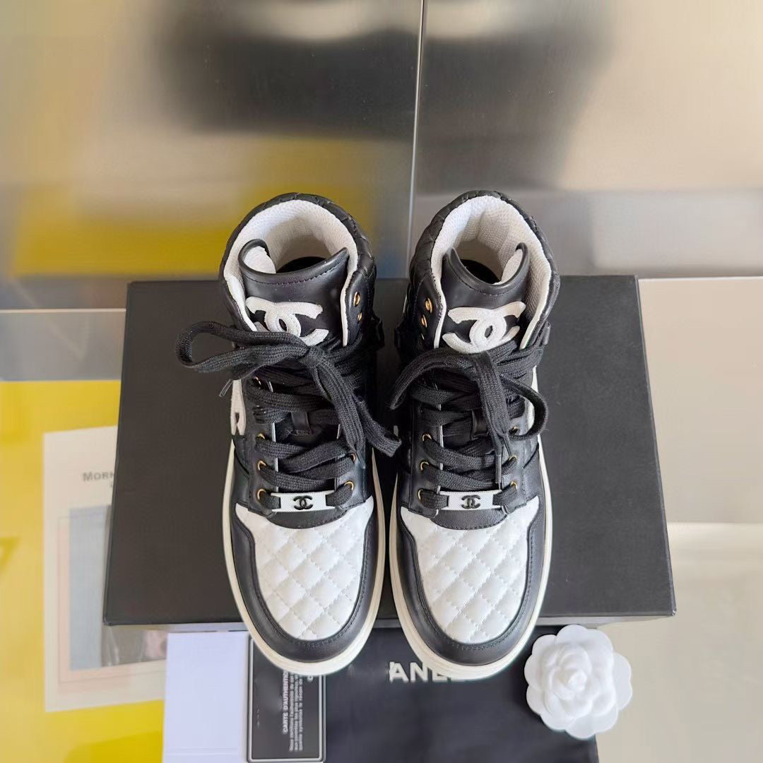 black and white C logo fashion women's sneakers-PD052023091206