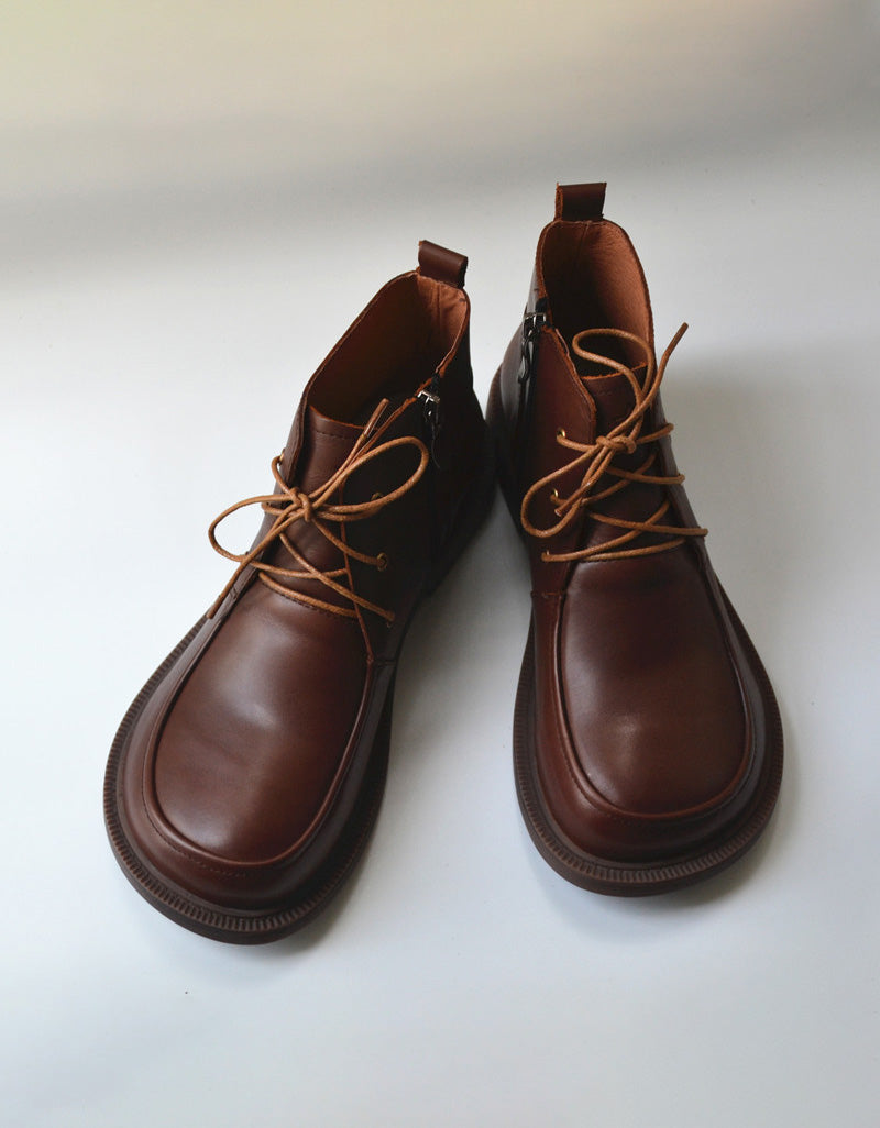 Comfortable Leather Wide Toe Box Lace-up Boots for Men 39-45