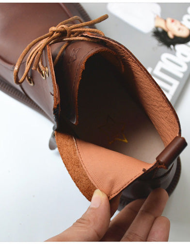 Comfortable Leather Wide Toe Box Lace-up Boots for Men 39-45