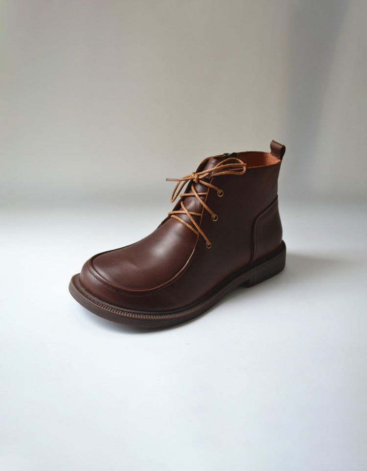 Comfortable Leather Wide Toe Box Lace-up Boots for Men 39-45