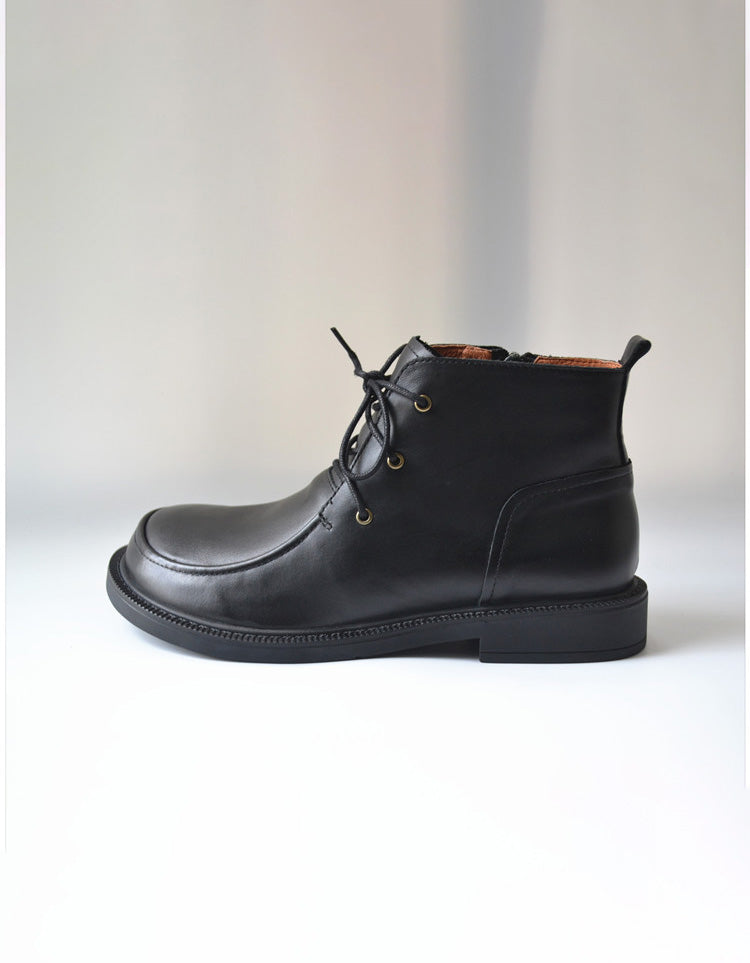 Comfortable Leather Wide Toe Box Lace-up Boots for Men 39-45