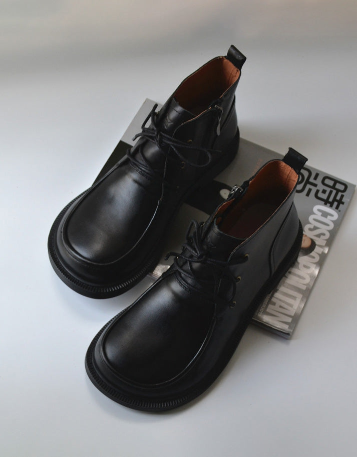 Comfortable Leather Wide Toe Box Lace-up Boots for Men 39-45