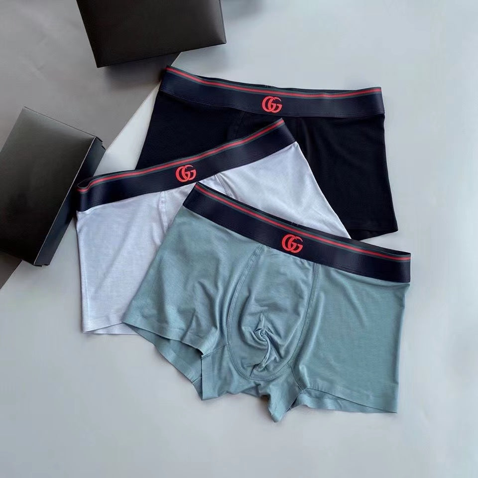 3 pairs of men's superior ice silk inner pants, soft and absorbent (gift box)