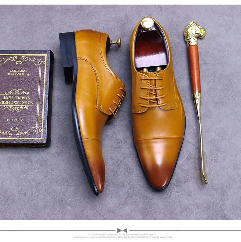 Classic Men's Leather Lace Up Casual Trendy Dress Shoes