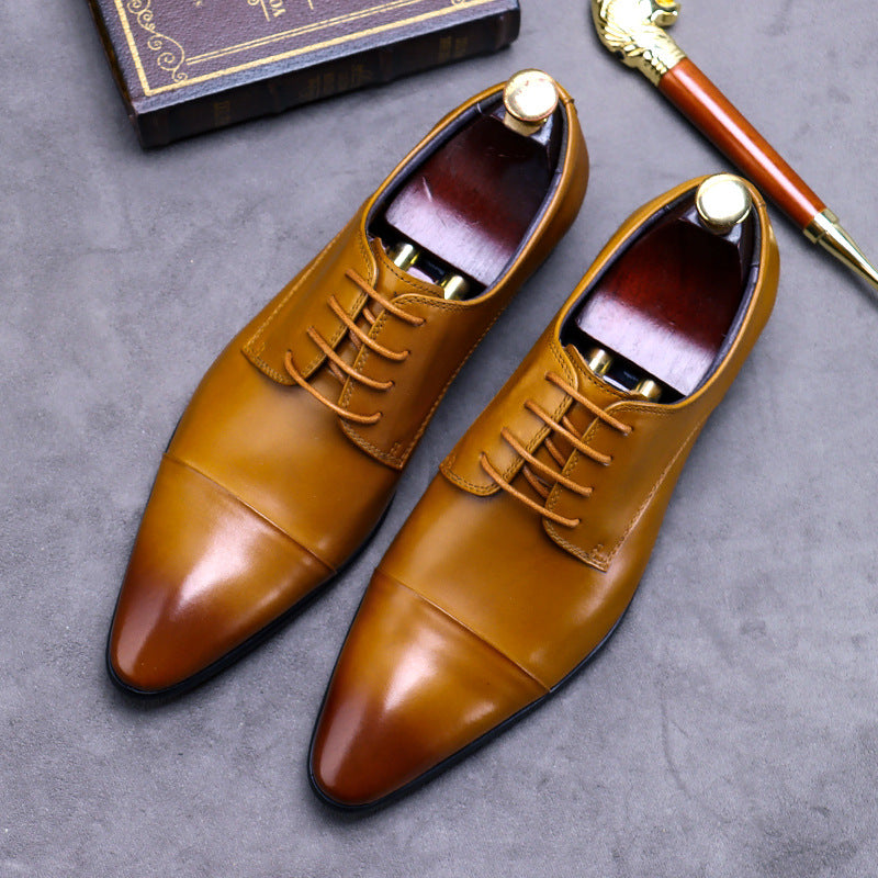 Classic Men's Leather Lace Up Casual Trendy Dress Shoes