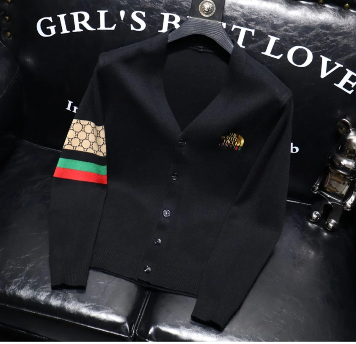 Autumn And Winter New Fashion Brand Letter Embroidered V-neck Cardigan Men's SweaterPD052023122615