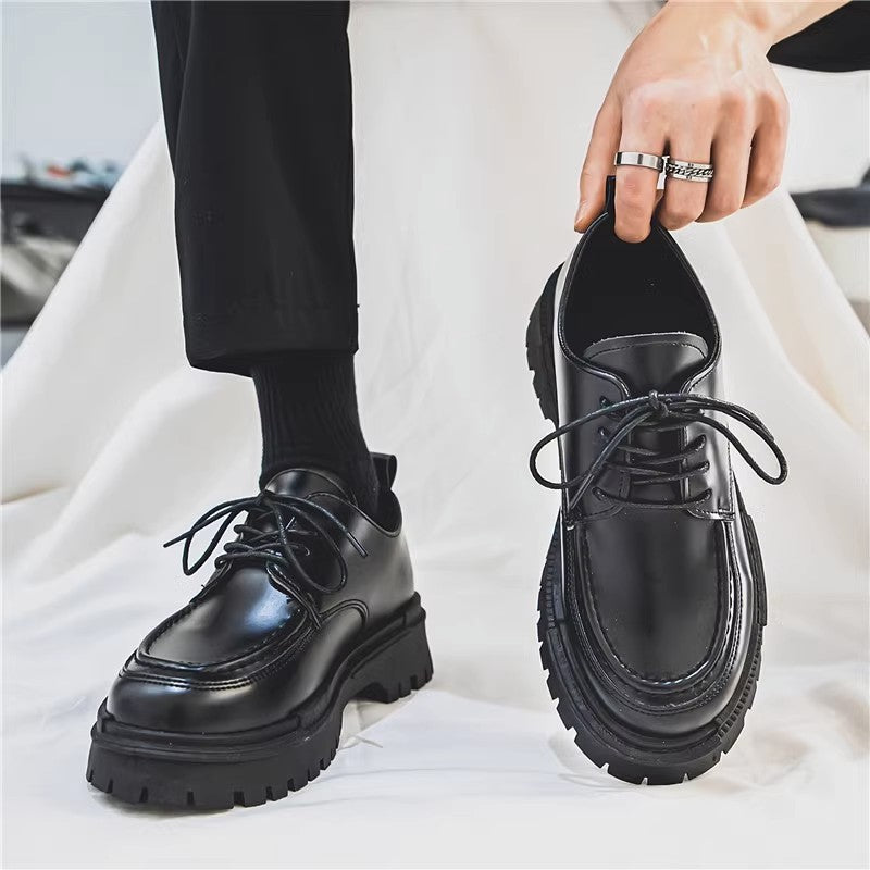 Black British-style small leather shoes 2025080707