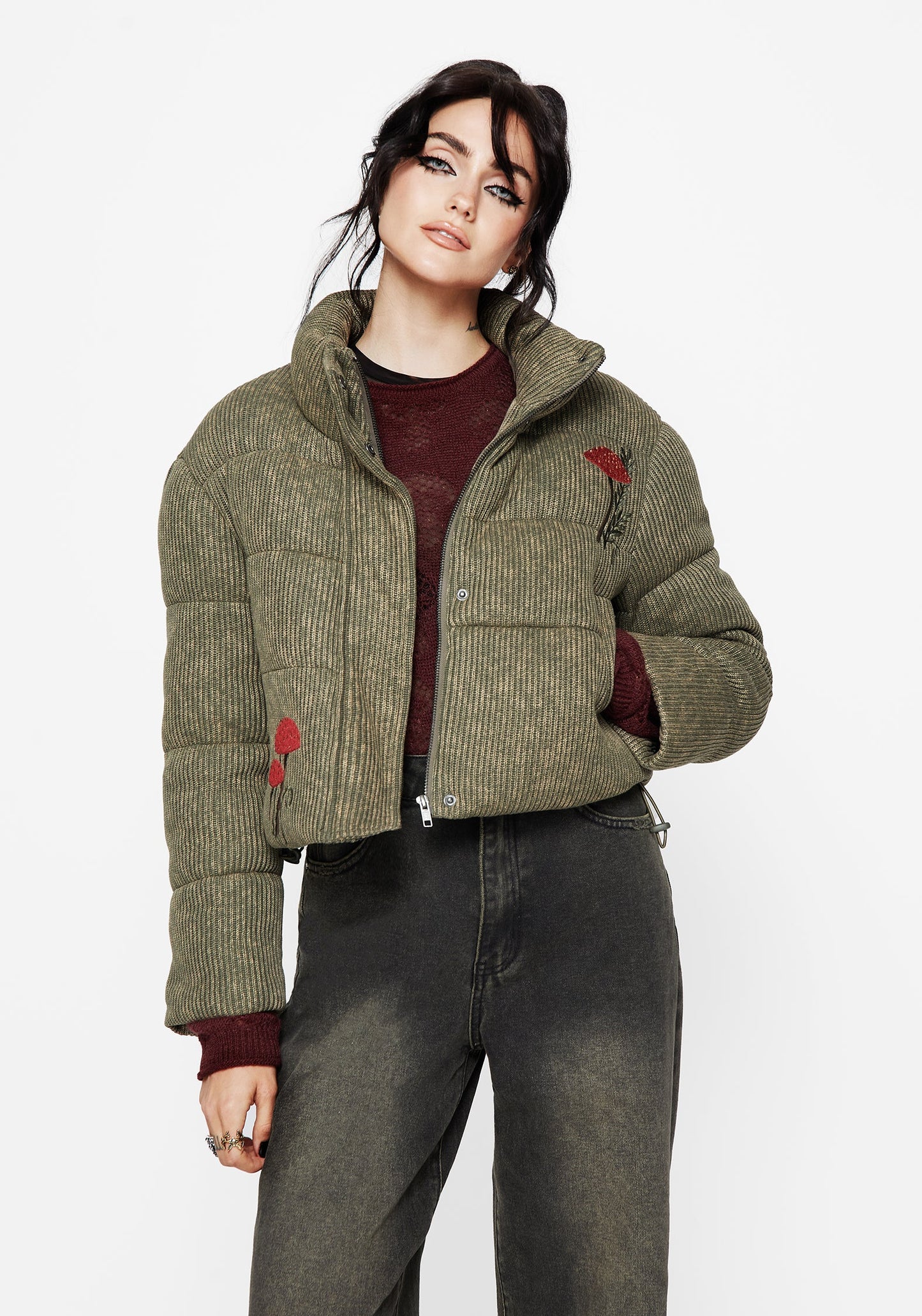 Sylvia Embroidered Knit Bomber Jacket