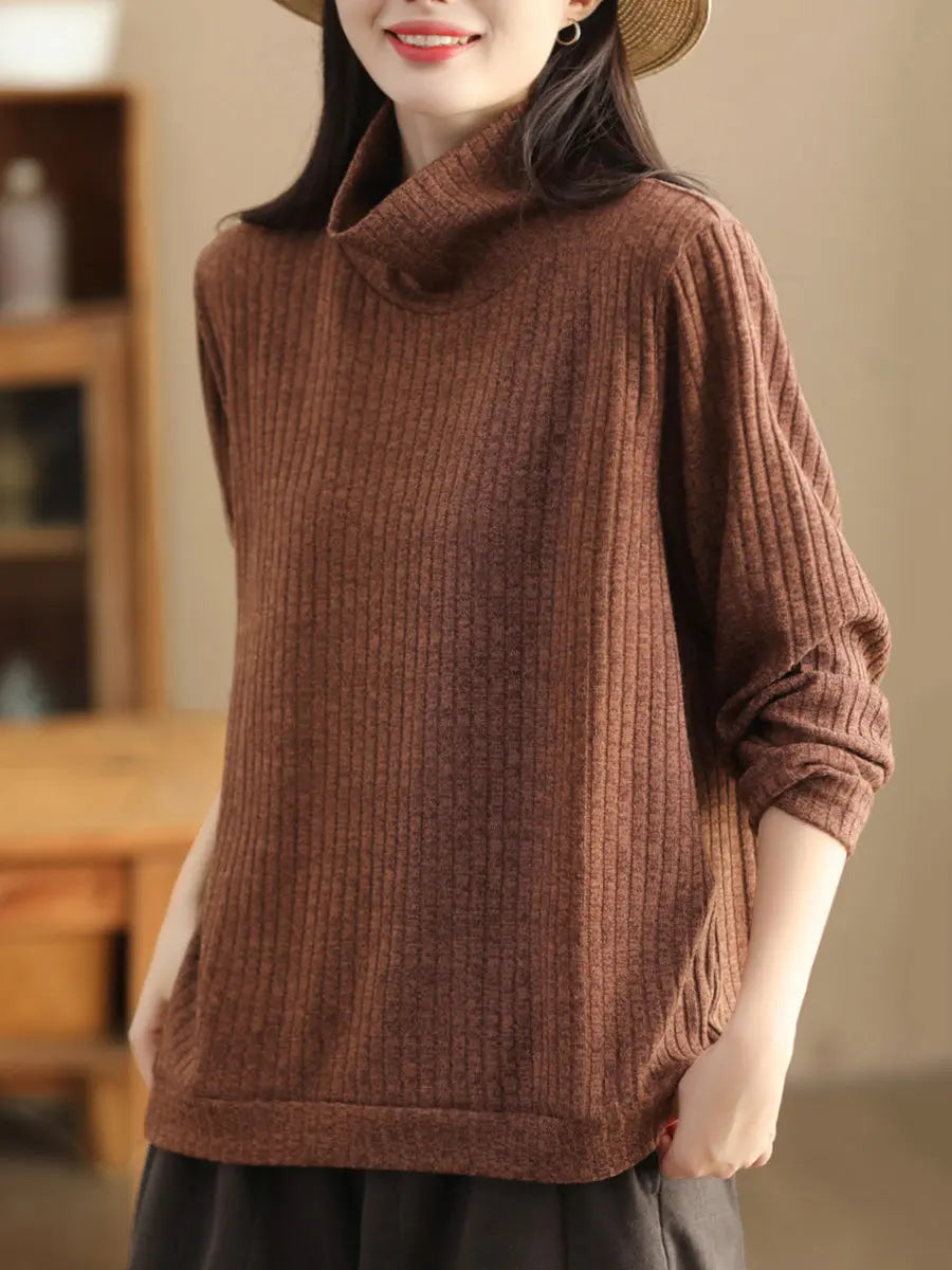 Women Wool Solid Knitted Sweatshirt