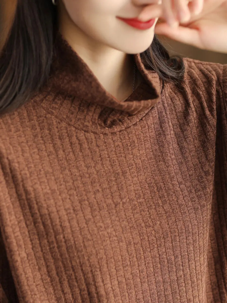Women Wool Solid Knitted Sweatshirt