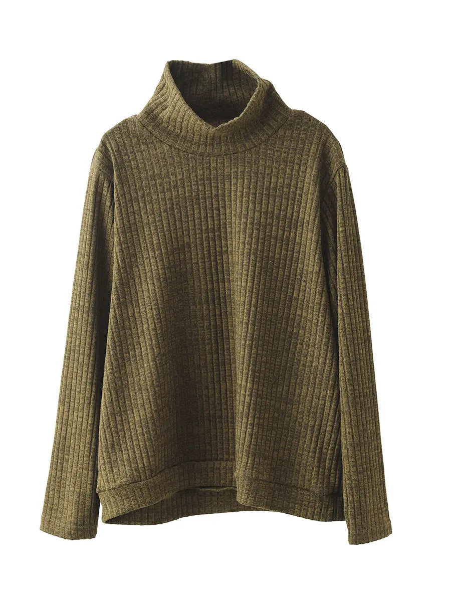 Women Wool Solid Knitted Sweatshirt