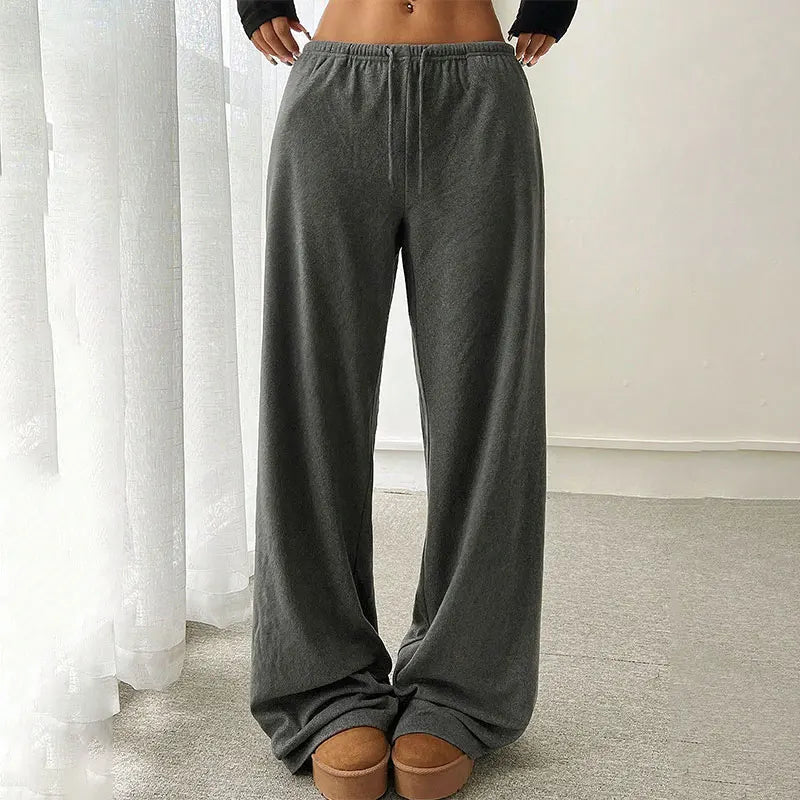 Women Fashion Trousers Autumn New Streetwear Basic Straight Casual Slim Pants Lady Sexy Solid Simple Versatile Knitted Trousers