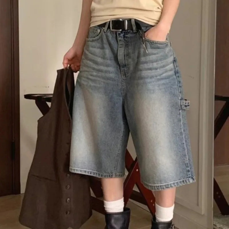 Y2k Clothes Denim Cargo Pants Women Solid Streetwear Spring Summer Ankle Length Trousers Vintage Pantalones De Mujer