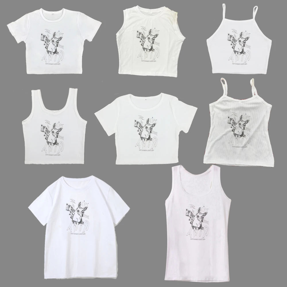 Sweet and spicy new printed short-sleeved short T-shirt women summer Spice Girls slimming everything with shoulder clothes