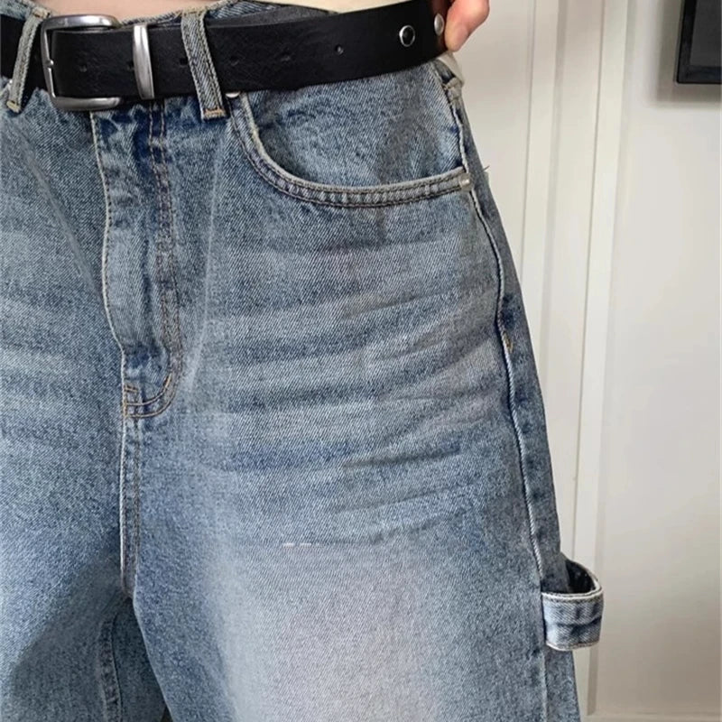 Y2k Clothes Denim Cargo Pants Women Solid Streetwear Spring Summer Ankle Length Trousers Vintage Pantalones De Mujer