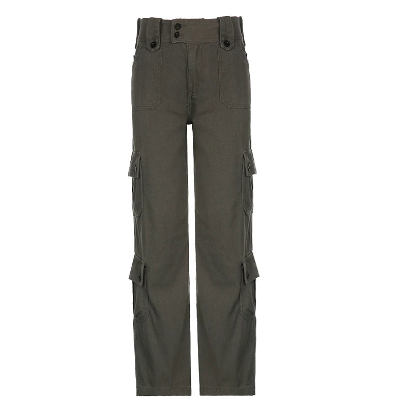 Woman Streetwear Jeans Preppy Style Denim Fashion Pants Elegant Trousers Casual Cargo Pants Allmatch Straight Leg Solid Color