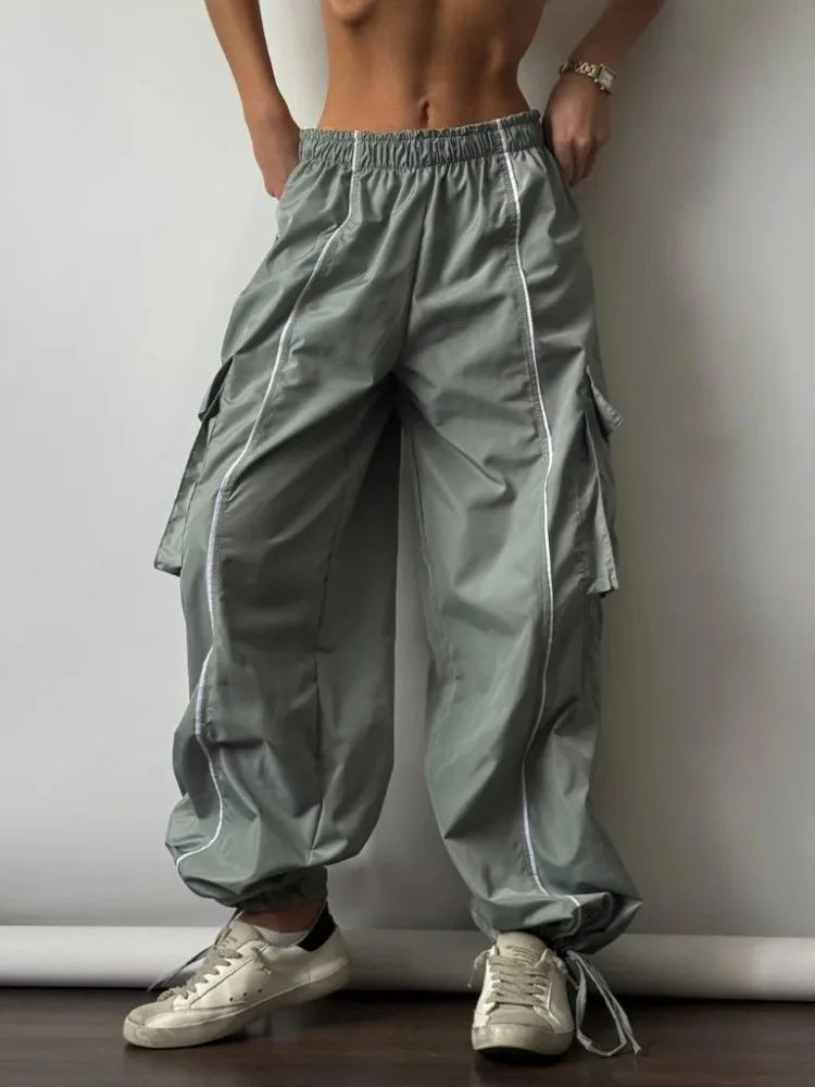 Y2k Aesthetic Streetwear Cargo Pants Women American Retro Harajuku Casual Solid Baggy Trousers Oversized Sweatpants