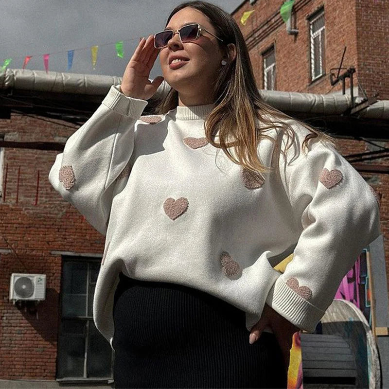 Casual Kawaii Loose Sweater Pullover For Women Fashion Long Sleeve High Street Printed Camisola Female Patchwork Sweater