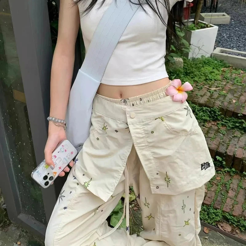 Y2K Baggy Cargo Pants Women American Vintage Streetwear High Waist Trousers Korean Fashion Harajuku Casual Wide Leg Pants New