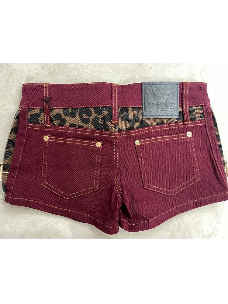 Summer Woman Gyaru Hot Kpop Pants Clubwear Jean Hot Shorts Sexy Denim Sweet Shorts Streetwear Pockets Zipper Low Waist Patchwork