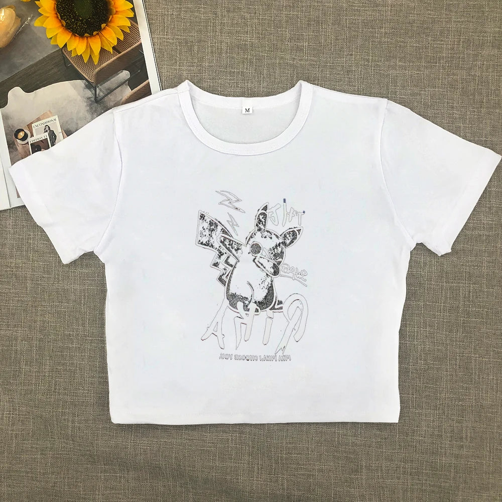 Sweet and spicy new printed short-sleeved short T-shirt women summer Spice Girls slimming everything with shoulder clothes