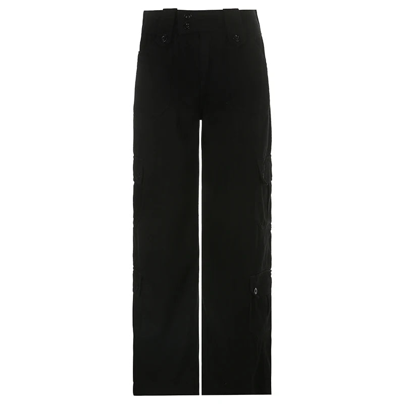 Woman Streetwear Jeans Preppy Style Denim Fashion Pants Elegant Trousers Casual Cargo Pants Allmatch Straight Leg Solid Color